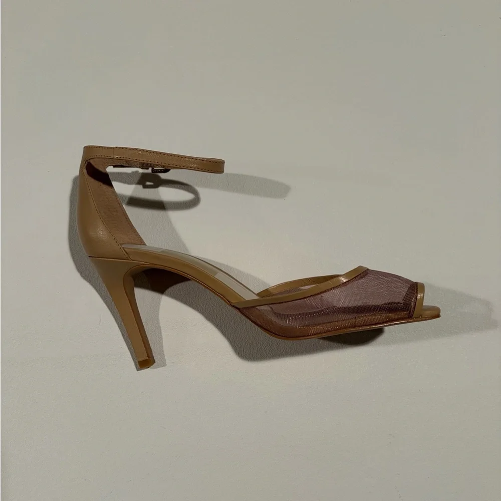 New Dolce Vita Cafe Serlo Mesh Stiletto Heels Ankle Strap Nude Size 9